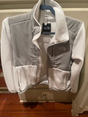 The North Face White and Light Gray Fleece Jacket